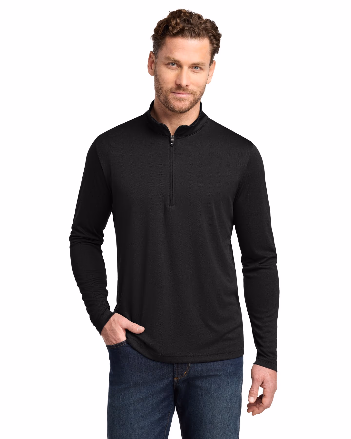 Custom TravisMathew Coto Performance 1/4-Zip - Black front