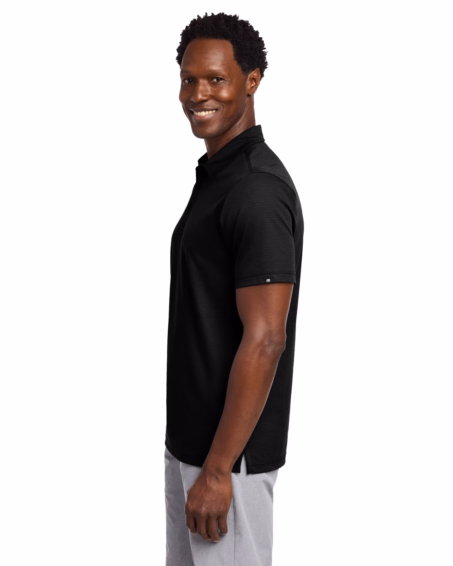 Custom TravisMathew Bayfront Solid Polo - Black side