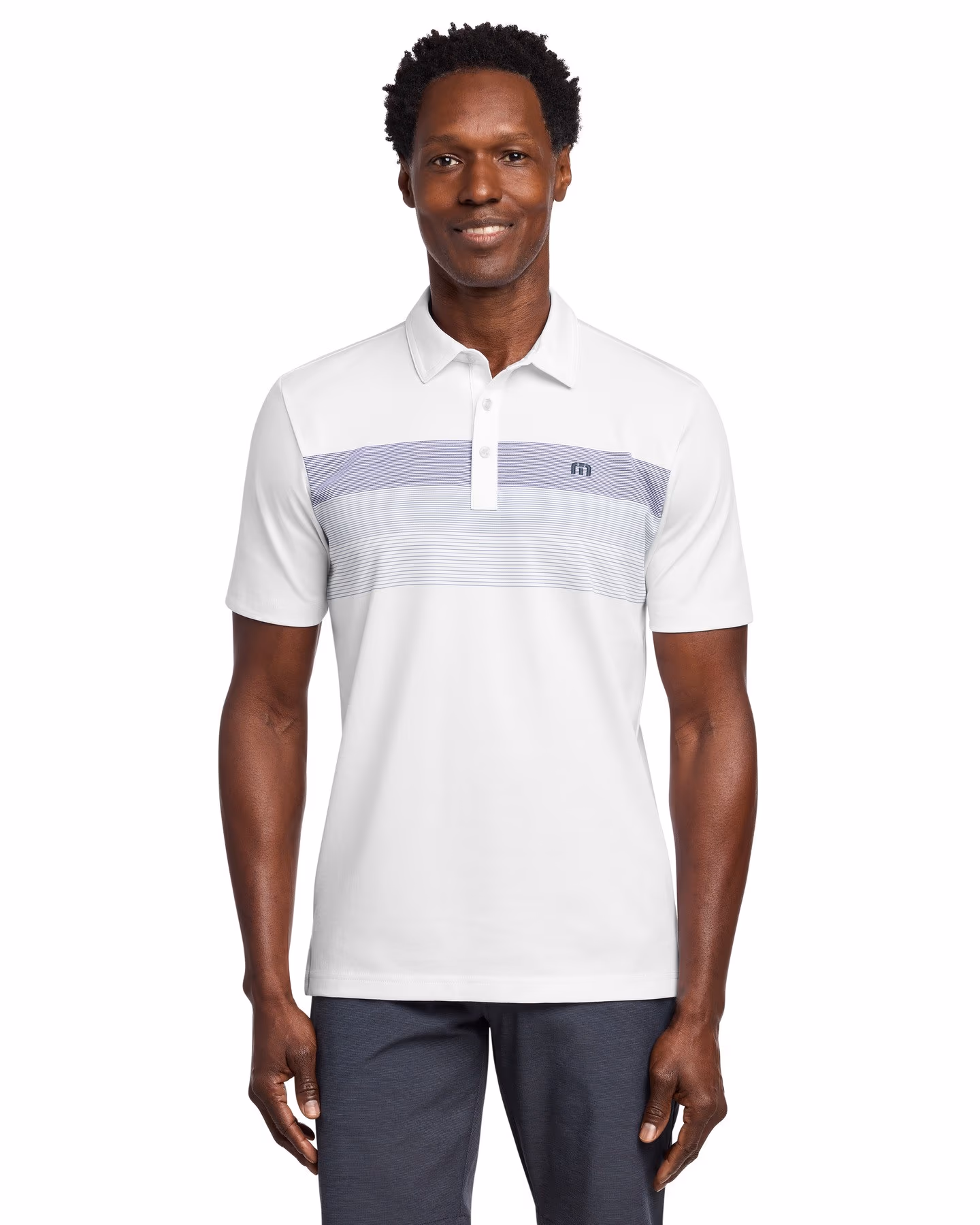 TravisMathew Coastal Chest Stripe Polo - White front