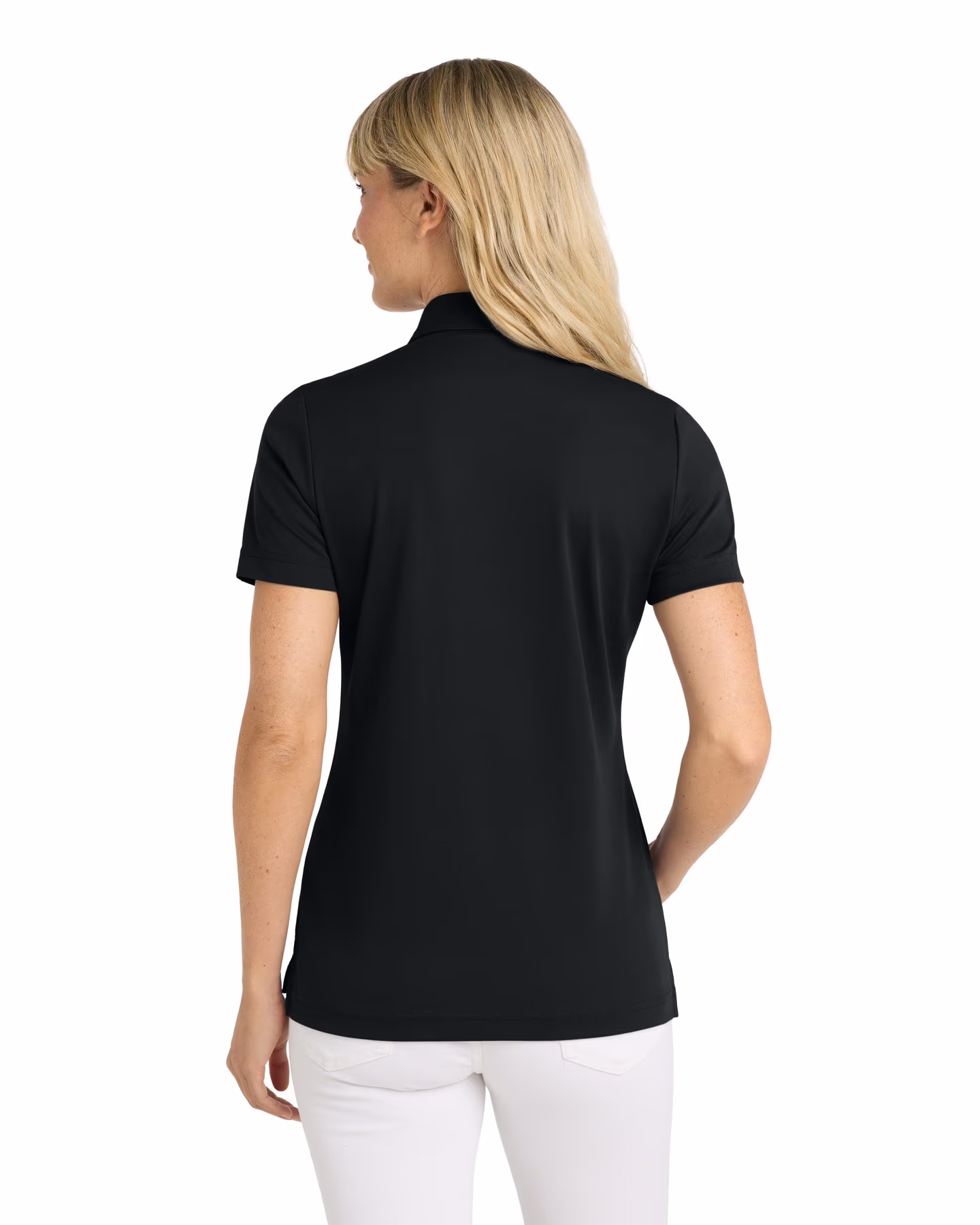 Custom TravisMathew Women's Oceanside Solid Polo - Black back
