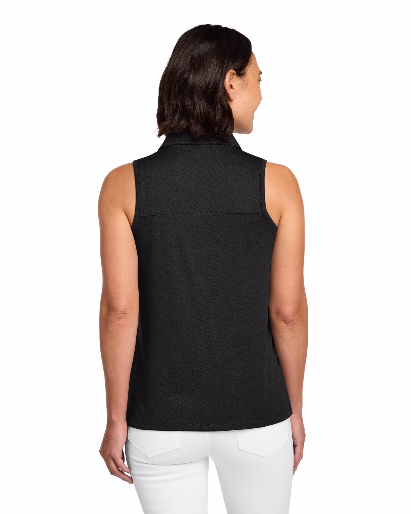 Custom TravisMathew Women's Coto Performance Sleeveless Polo - Black back