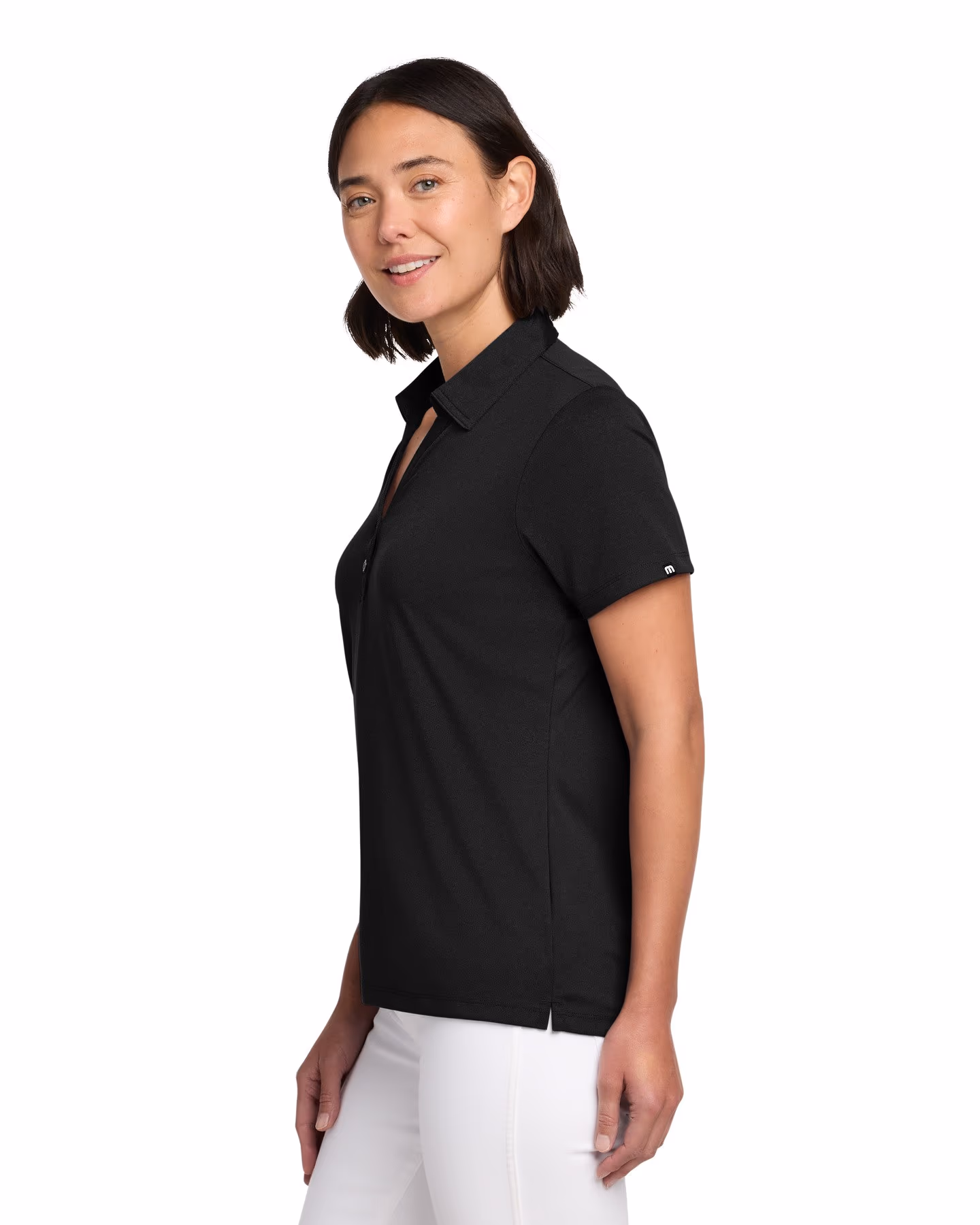 Custom TravisMathew Women's Coto Performance Polo - Black side