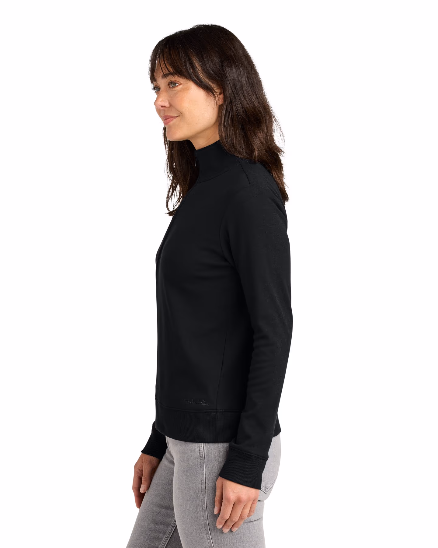 Custom TravisMathew Women’s Ocean Villa 1/4-Zip - Black side