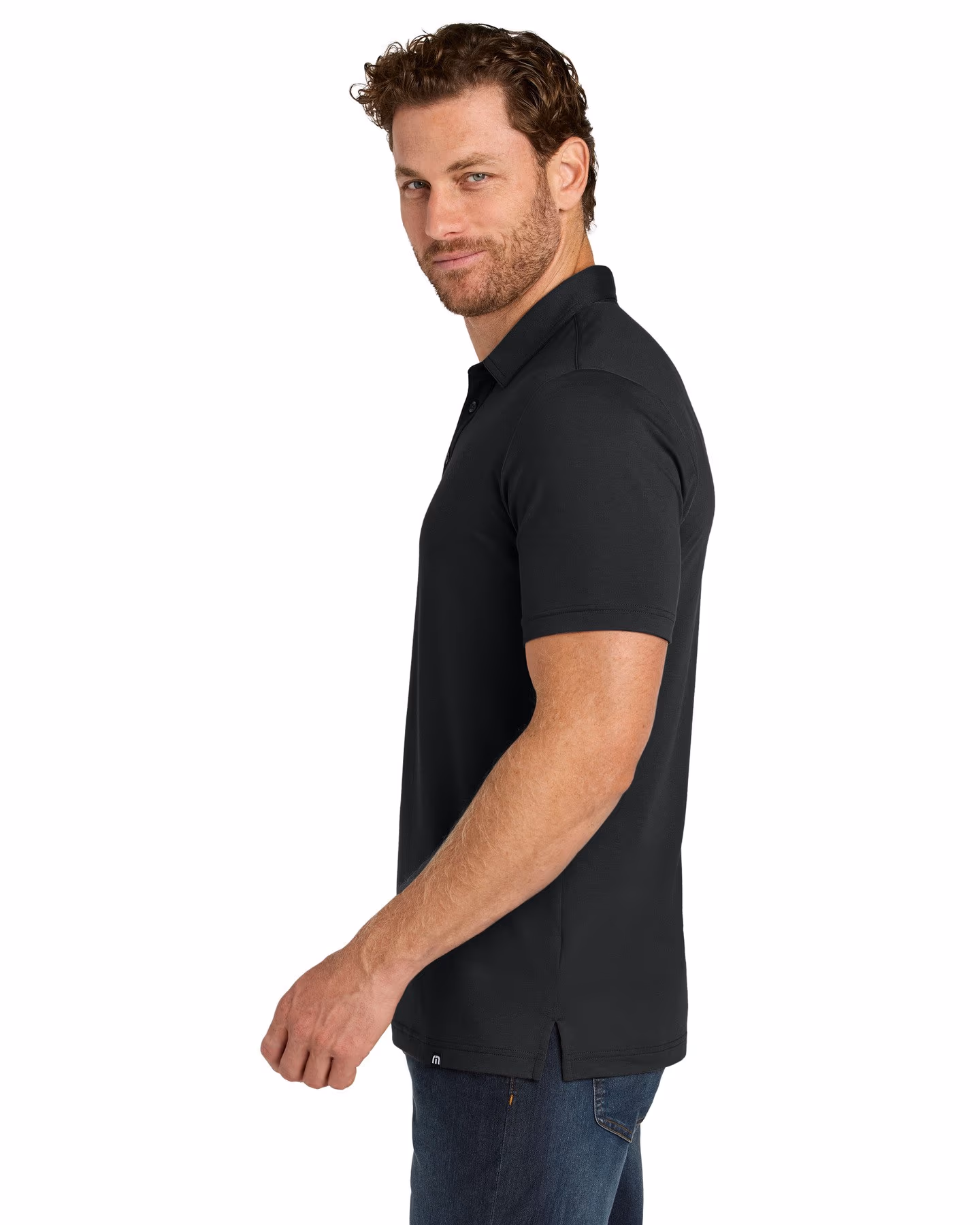 Custom TravisMathew Glenview Solid Polo - Black side