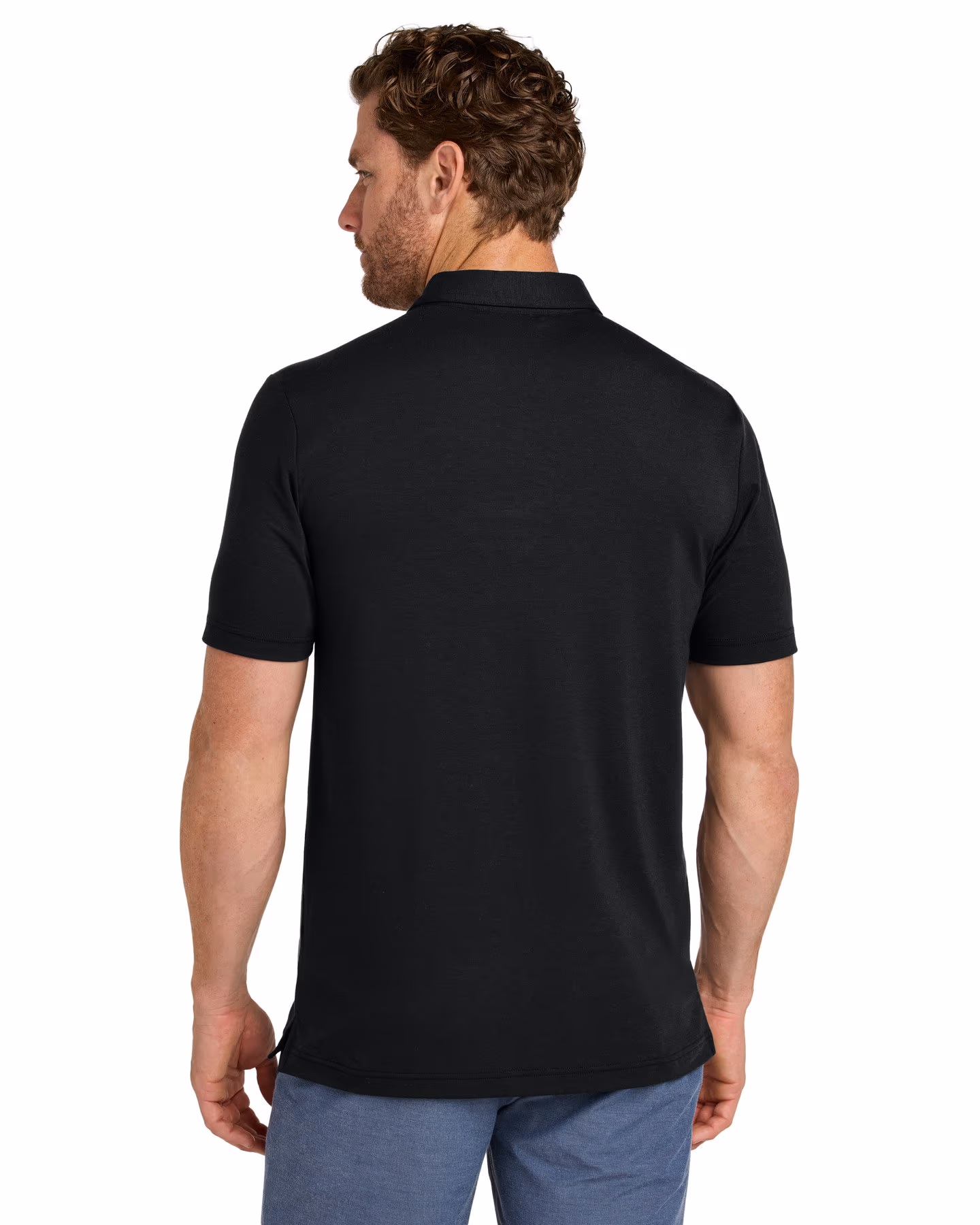Custom TravisMathew Glenview Stripe Polo - Black back