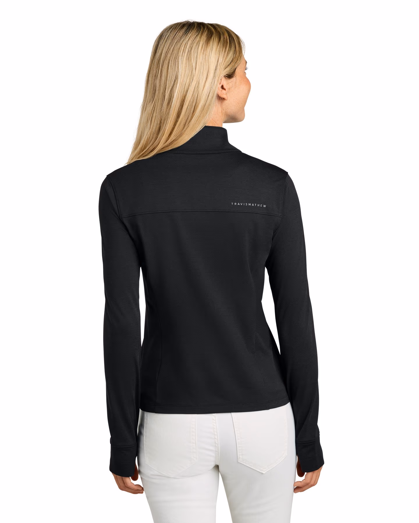 Custom TravisMathew Women’s Onward 1/2-Zip - Black back