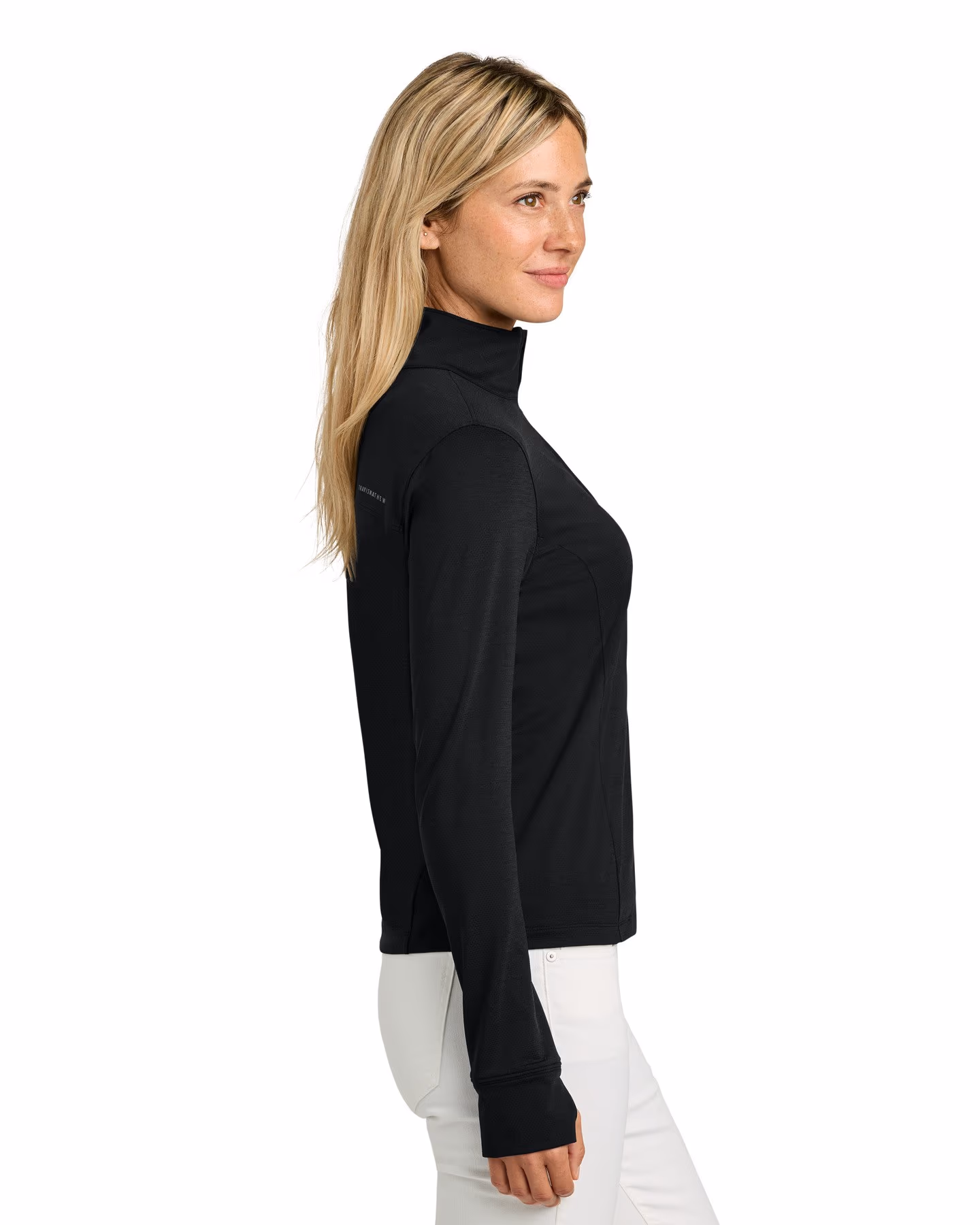 Custom TravisMathew Women’s Onward 1/2-Zip - Black side