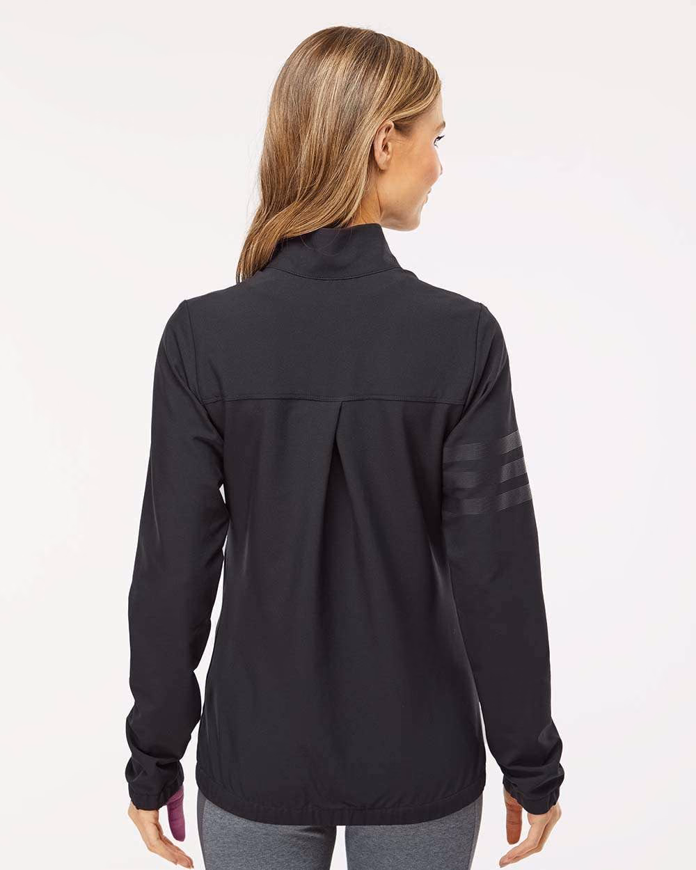 Custom Adidas Women's Wind Resistant Full-Zip Jacket - Black/ Black back