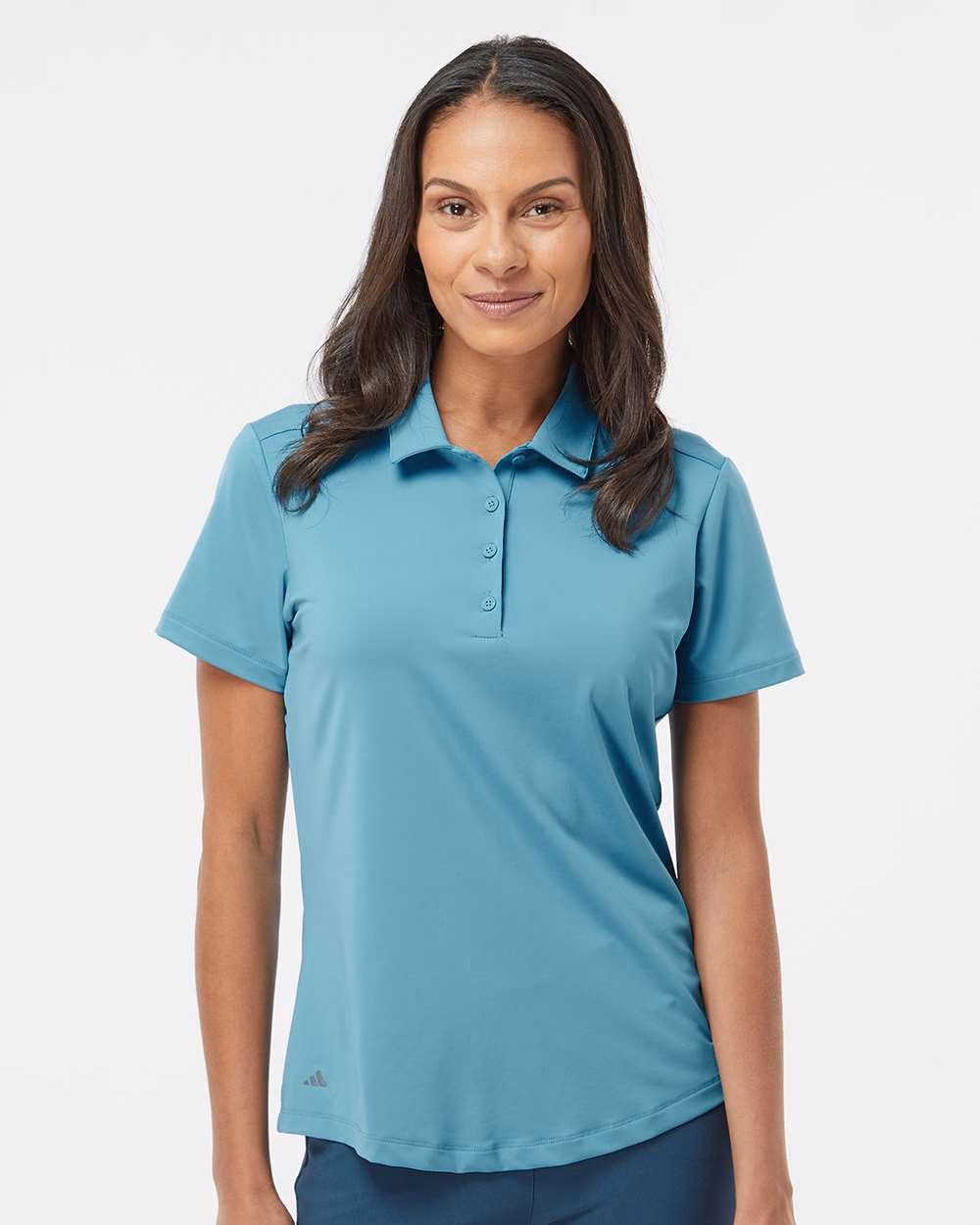 Adidas Women's Ultimate365 Solid Polo - Hazy Blue front