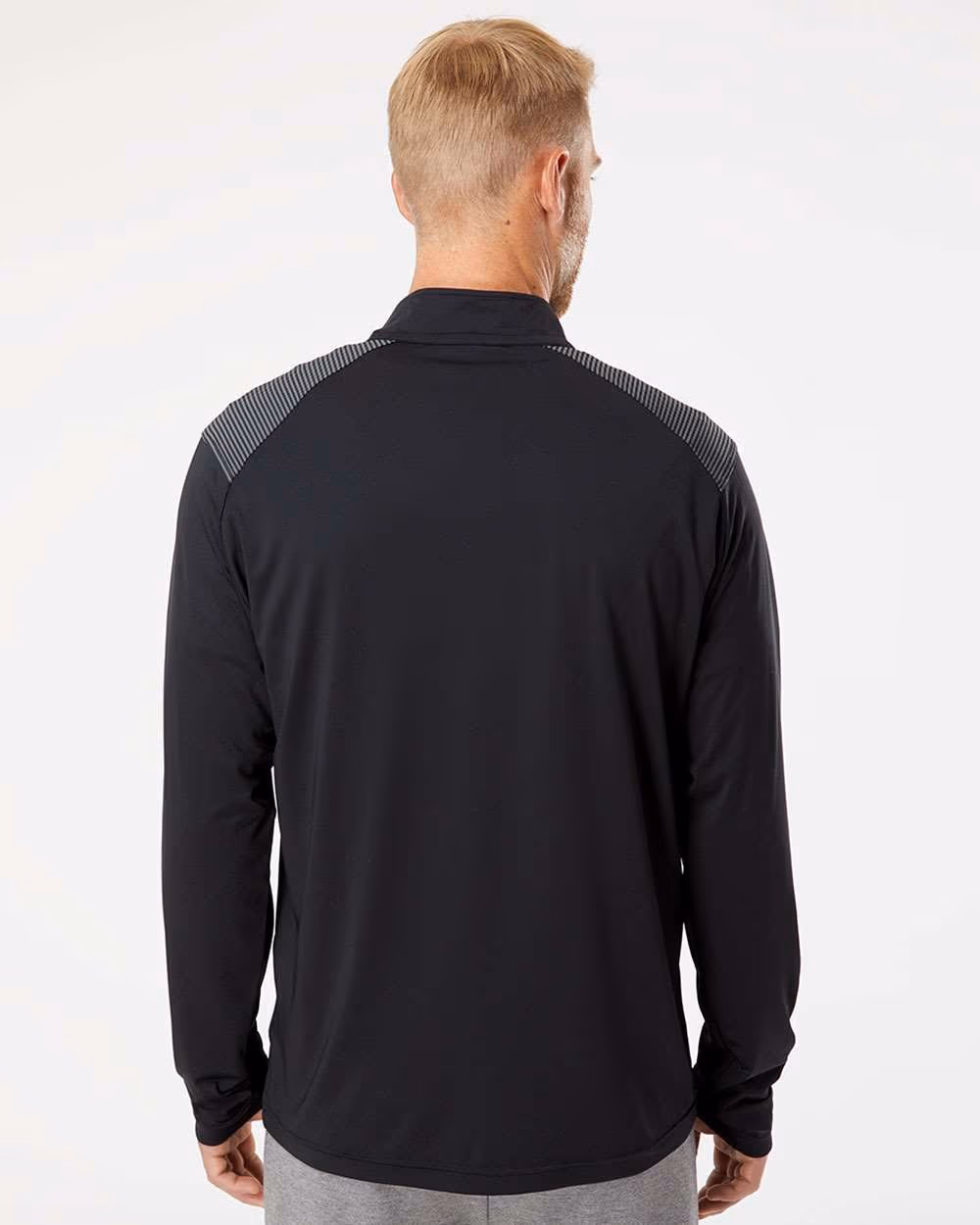 Custom Adidas Men's Ultimate365 Lightweight Shoulder Stripe Quarter-Zip Pullover - Black back