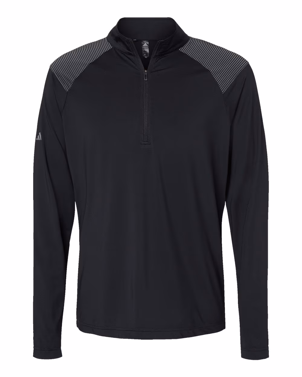 Custom Adidas Men's Ultimate365 Lightweight Shoulder Stripe Quarter-Zip Pullover - Black flat front