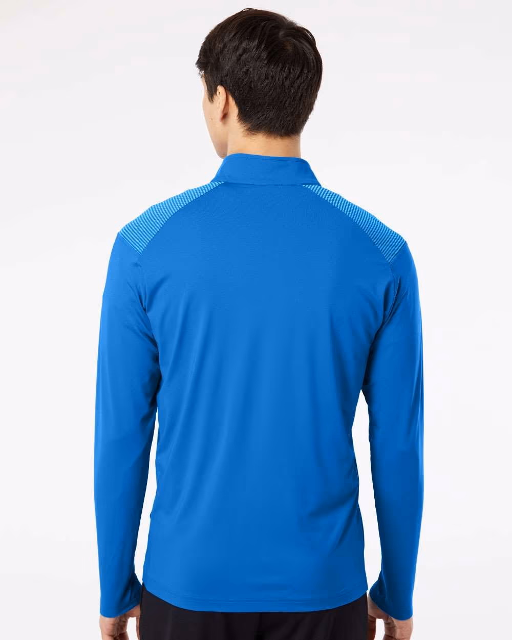 Custom Adidas Men's Ultimate365 Lightweight Shoulder Stripe Quarter-Zip Pullover - Glory Blue back