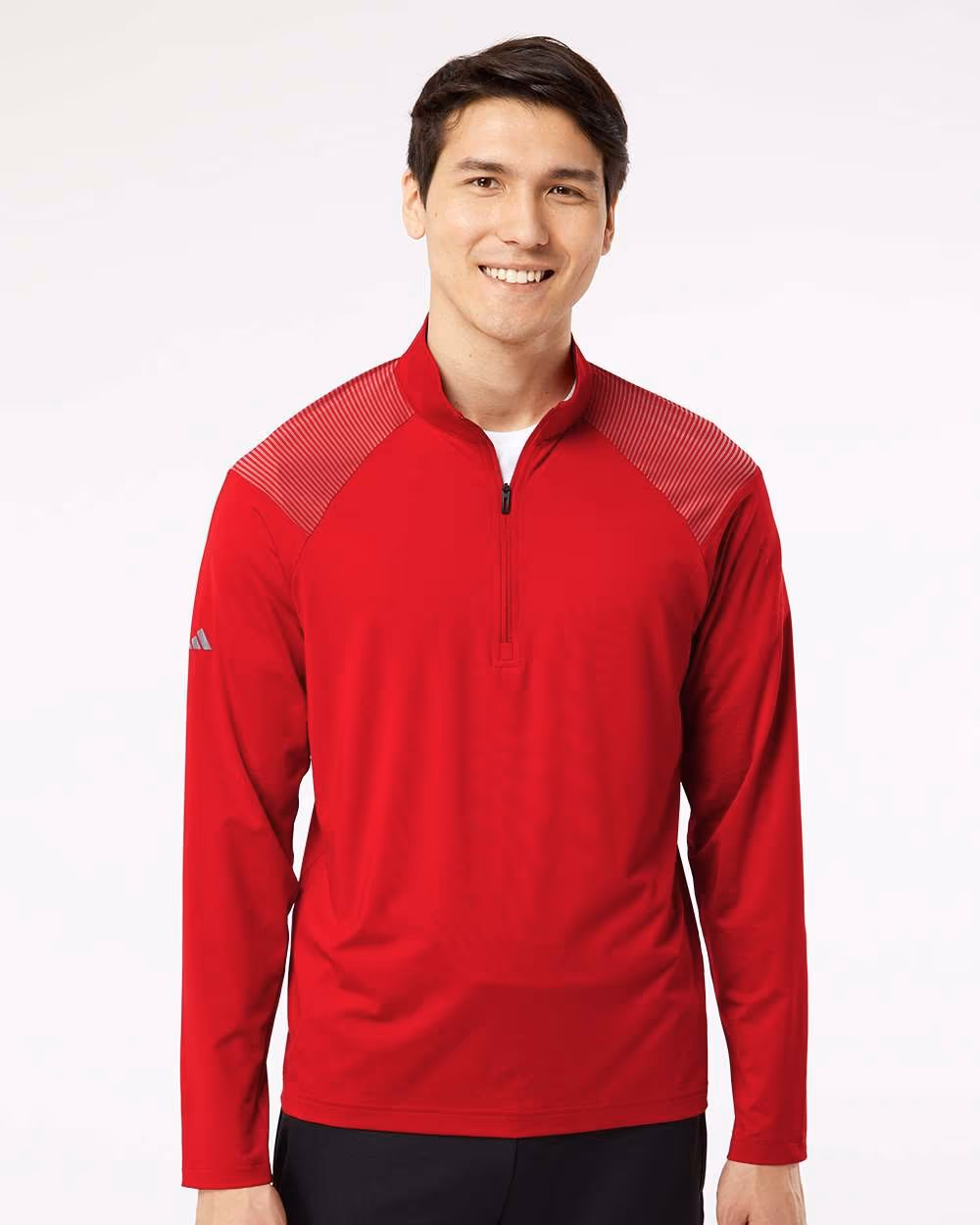 Adidas Men's Ultimate365 Lightweight Shoulder Stripe Quarter-Zip Pullover - Team Power Red front
