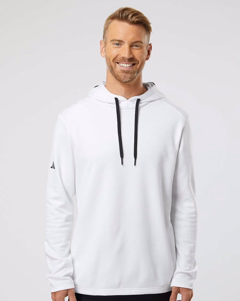 Adidas Men's Textured Mixed Media Midweight Hooded Sweatshirt