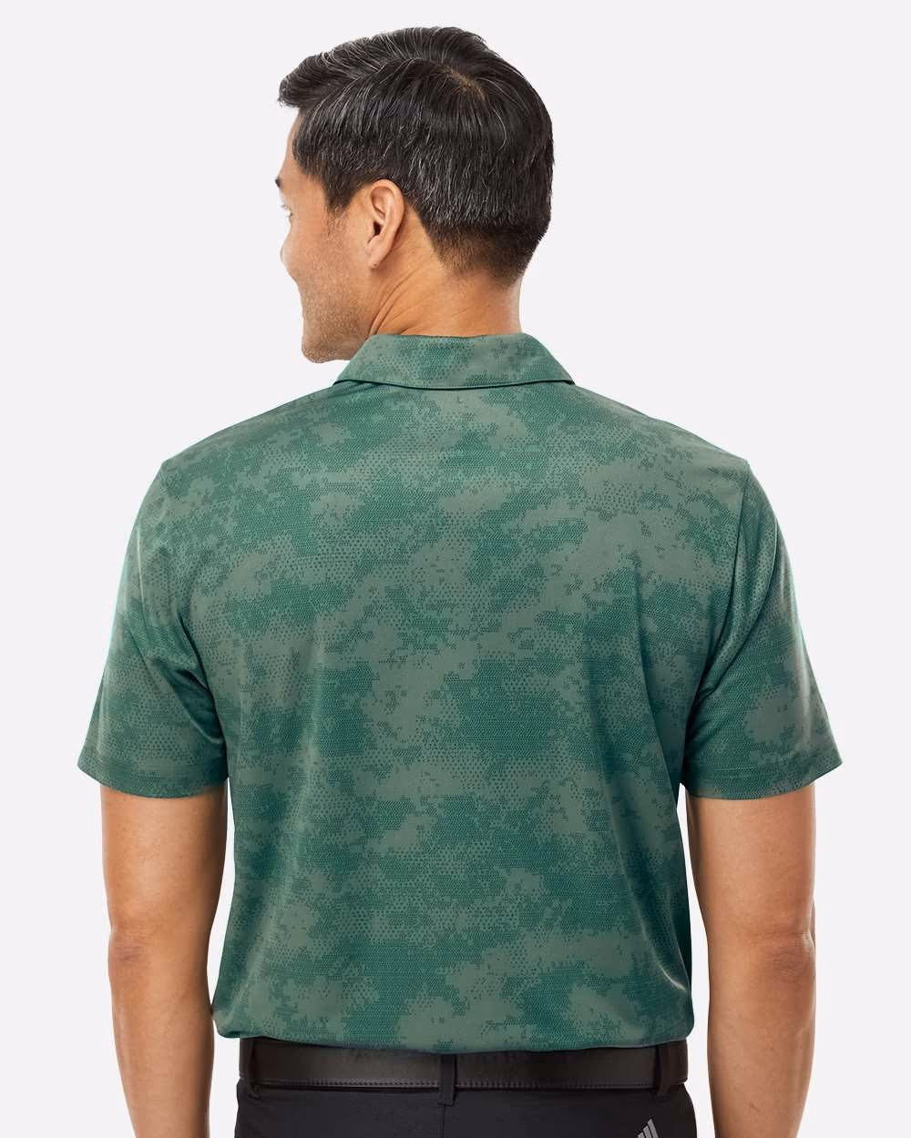 Custom Adidas Men's All Over Camo Print Polo - Green Oxide back