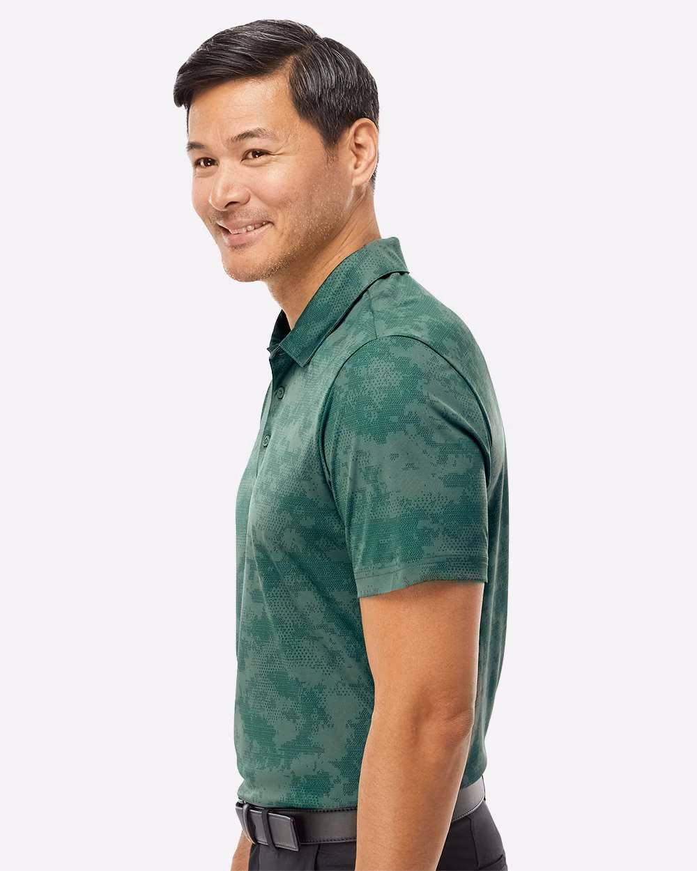 Custom Adidas Men's All Over Camo Print Polo - Green Oxide side