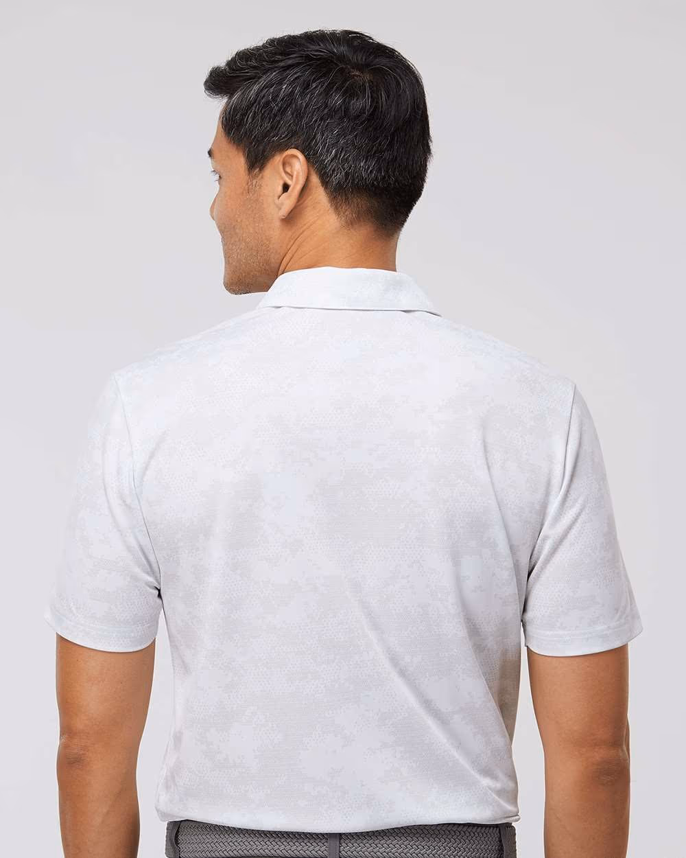Custom Adidas Men's All Over Camo Print Polo - White back
