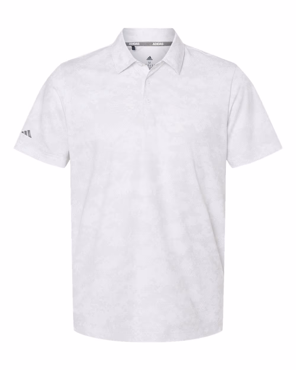 Custom Adidas Men's All Over Camo Print Polo - White flat front