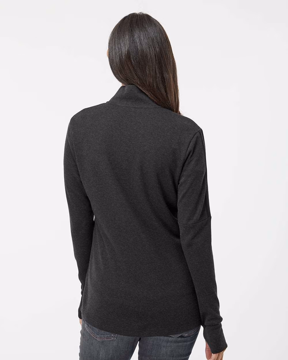 Custom Adidas Women's 3-Stripes Quarter-Zip Sweater Pullover - Black Melange back