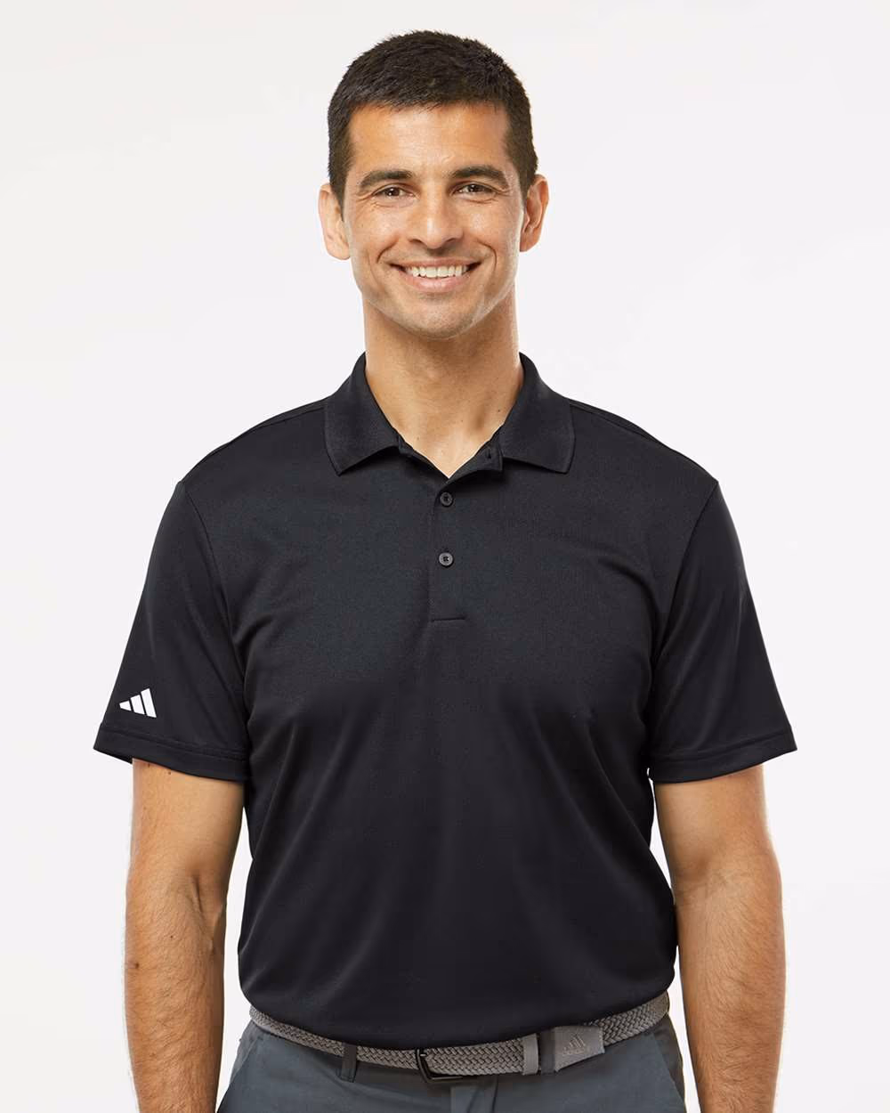 Custom Adidas Men's Performance Piqué Polo - Black front