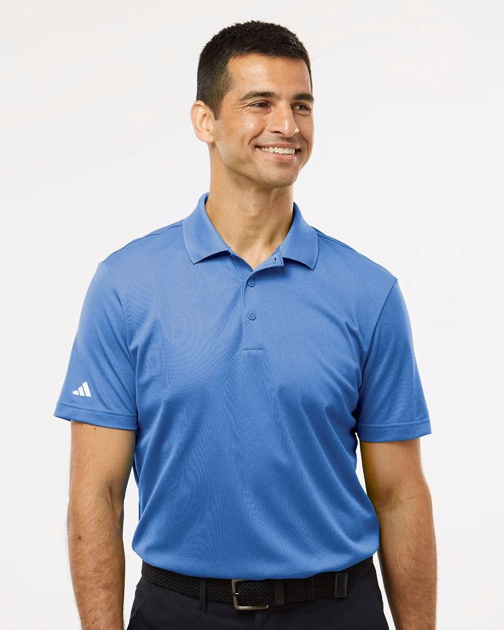Adidas Men's Performance Piqué Polo - Blue Fusion front