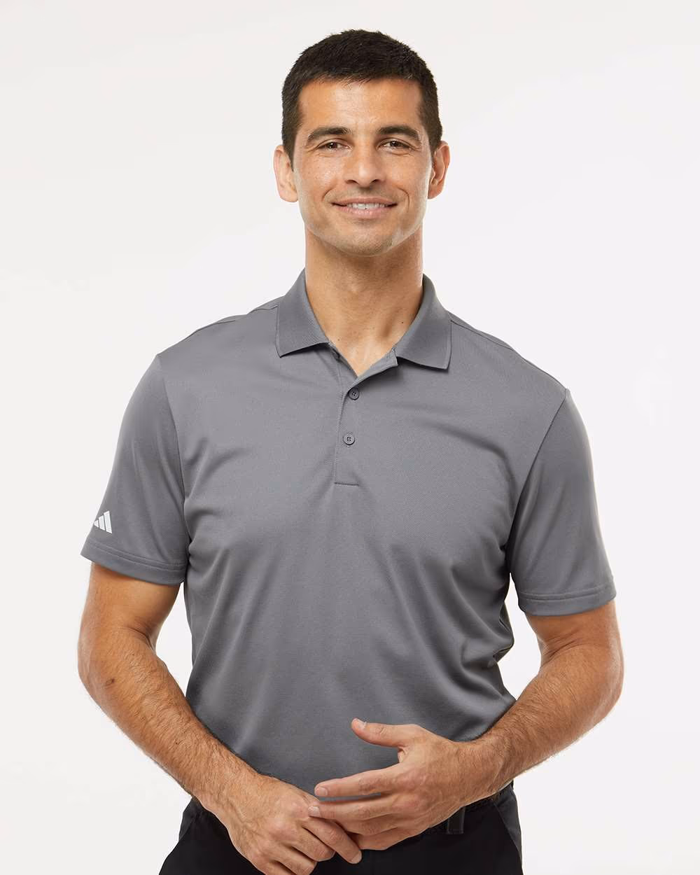 Adidas Men's Performance Piqué Polo - Grey Three front