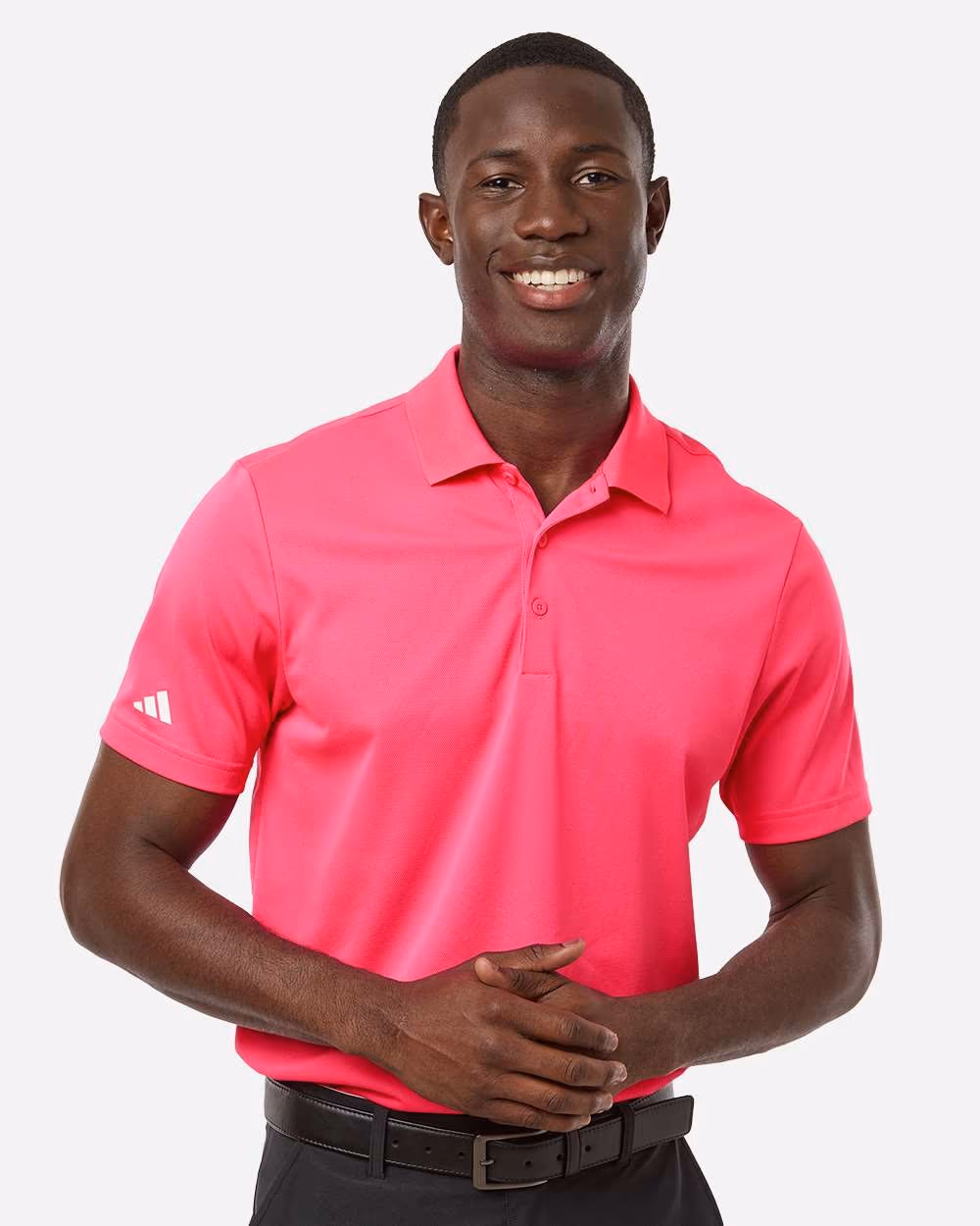 Adidas Men's Performance Piqué Polo - Lucid Pink front