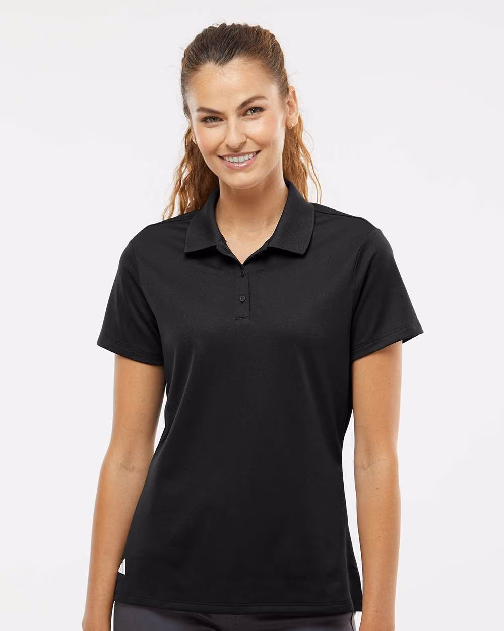 Custom Adidas Women's Performance Piqué Polo - Black front