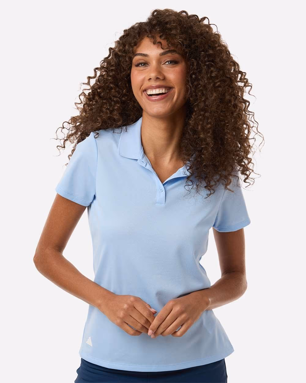 Adidas Women's Performance Piqué Polo - Glow Blue front