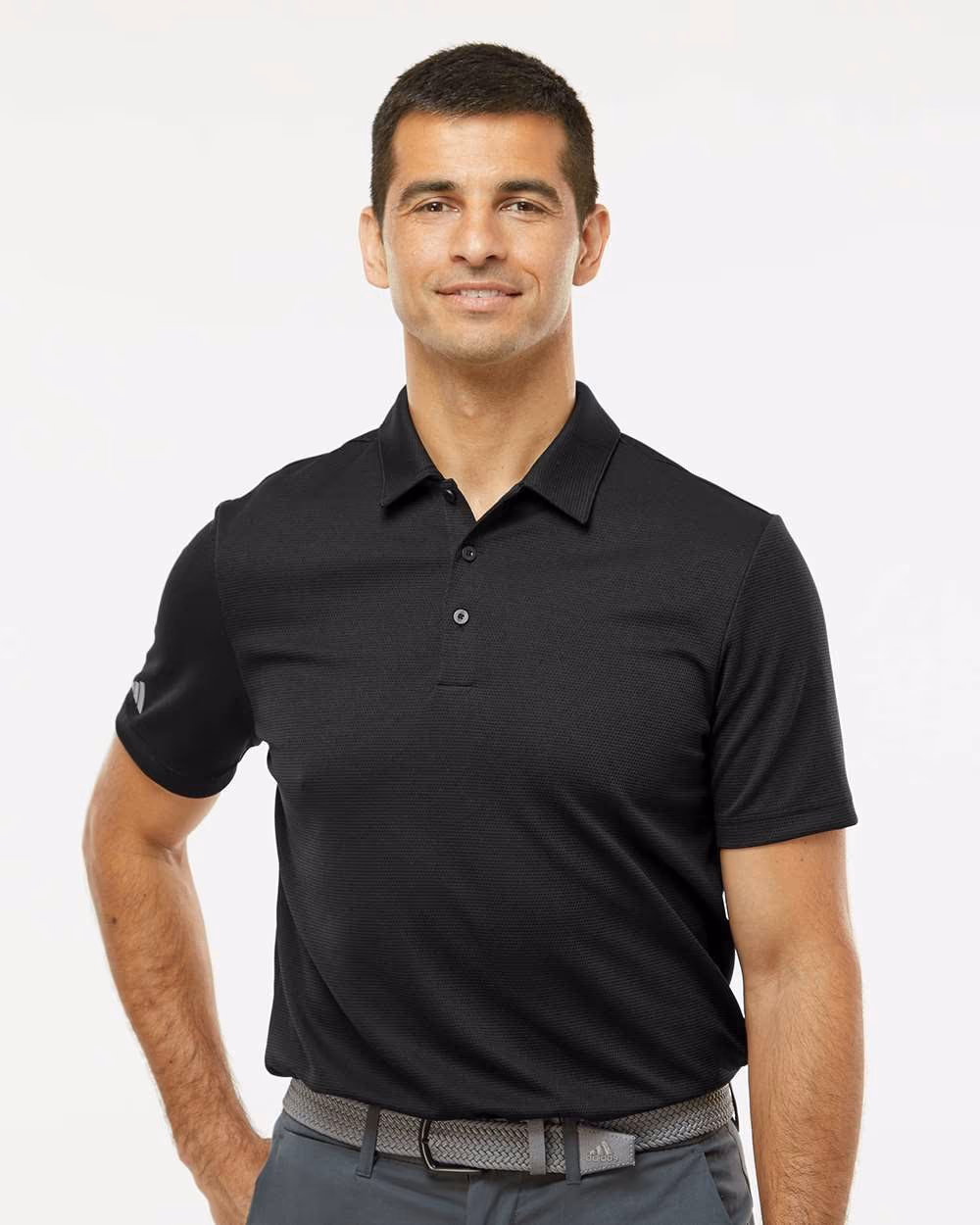 Custom Adidas Men's Micro Piqué Polo - Black front