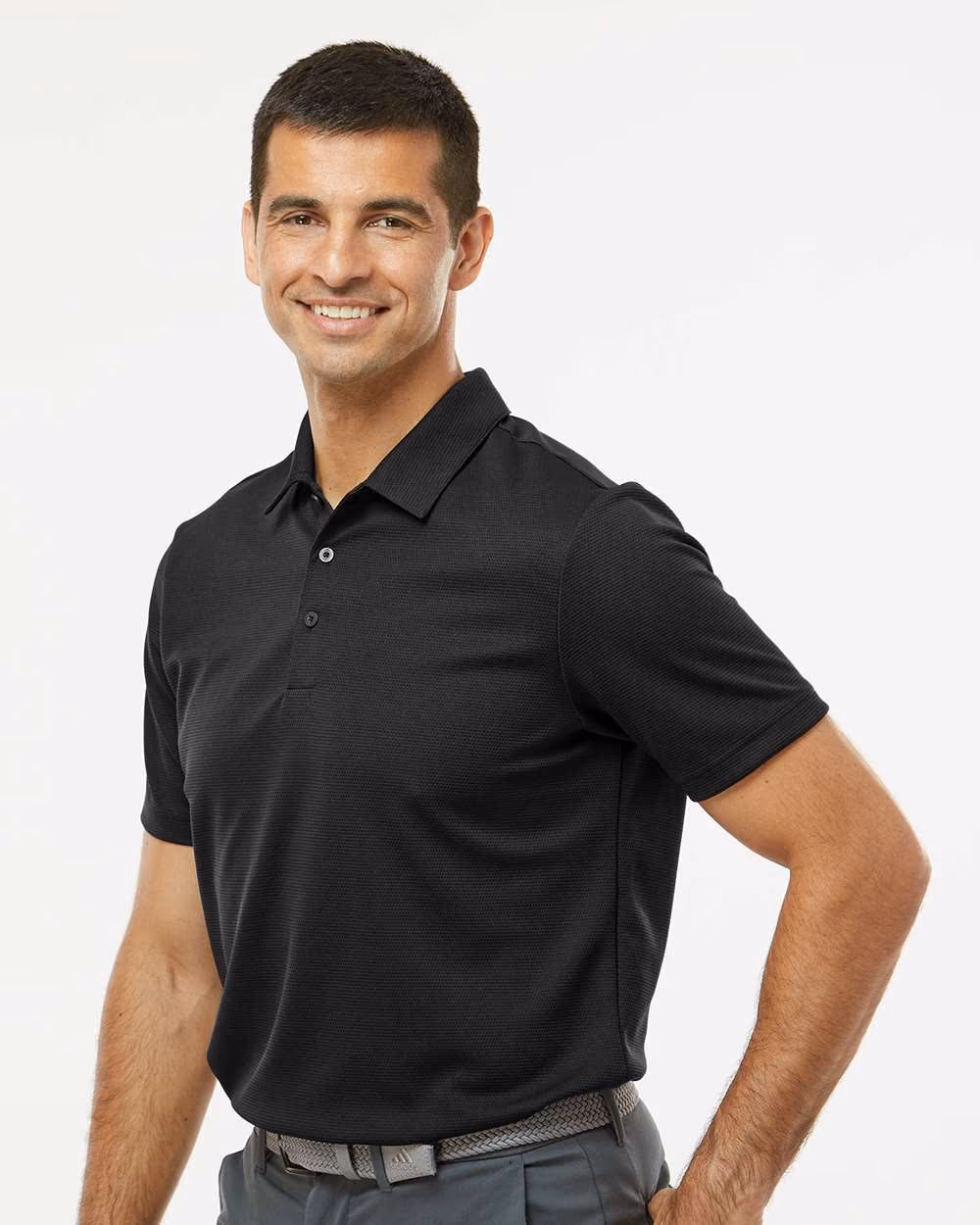 Custom Adidas Men's Micro Piqué Polo - Black side