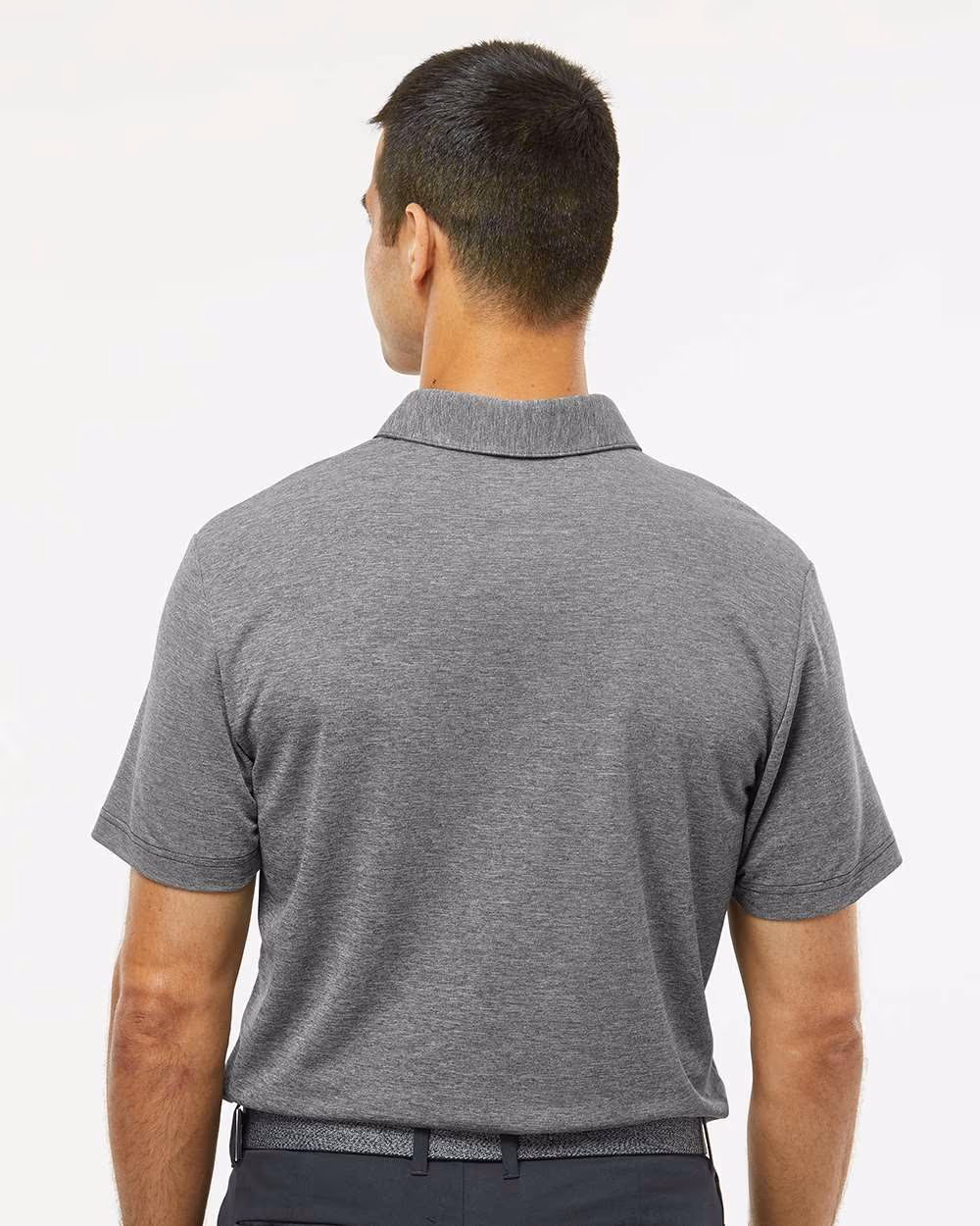 Custom Adidas Men's Heathered Polo - Black Melange back