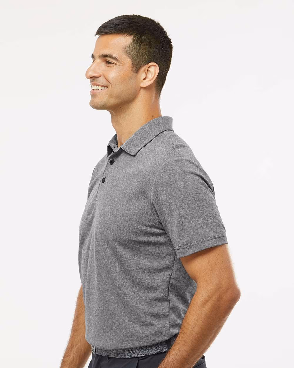 Custom Adidas Men's Heathered Polo - Black Melange side