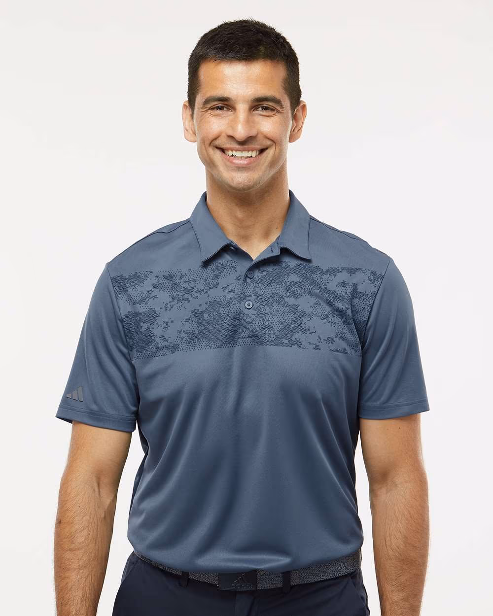 Adidas Men's Camo Chest Print Polo - Tech Ink front