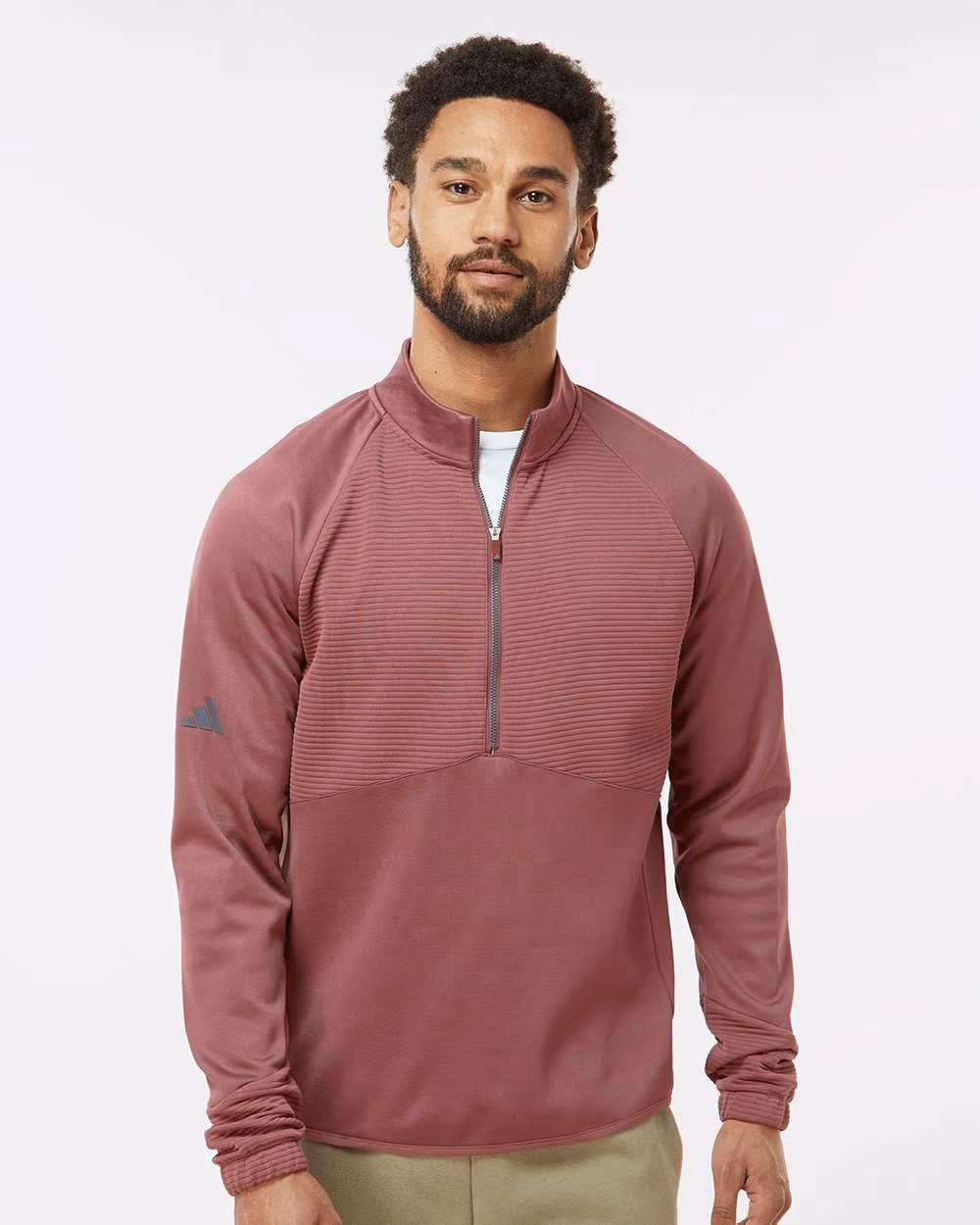 Adidas Men's Performance Quarter-Zip Pullover - Quiet Crimson front