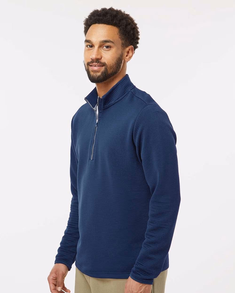 Custom Adidas Men's Spacer Quarter-Zip Pullover - Collegiate Navy side