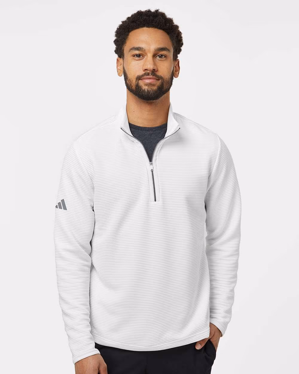 Adidas Men's Spacer Quarter-Zip Pullover - Core White front