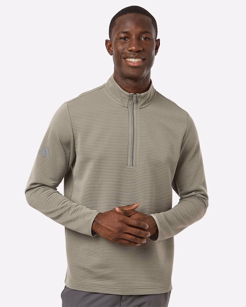 Adidas Men's Spacer Quarter-Zip Pullover - Silver Pebble front