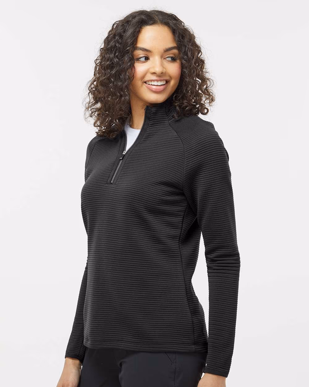 Custom Adidas Women's Spacer Quarter-Zip Pullover - Black side