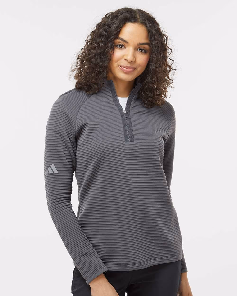 Adidas Women's Spacer Quarter-Zip Pullover - Grey Five front