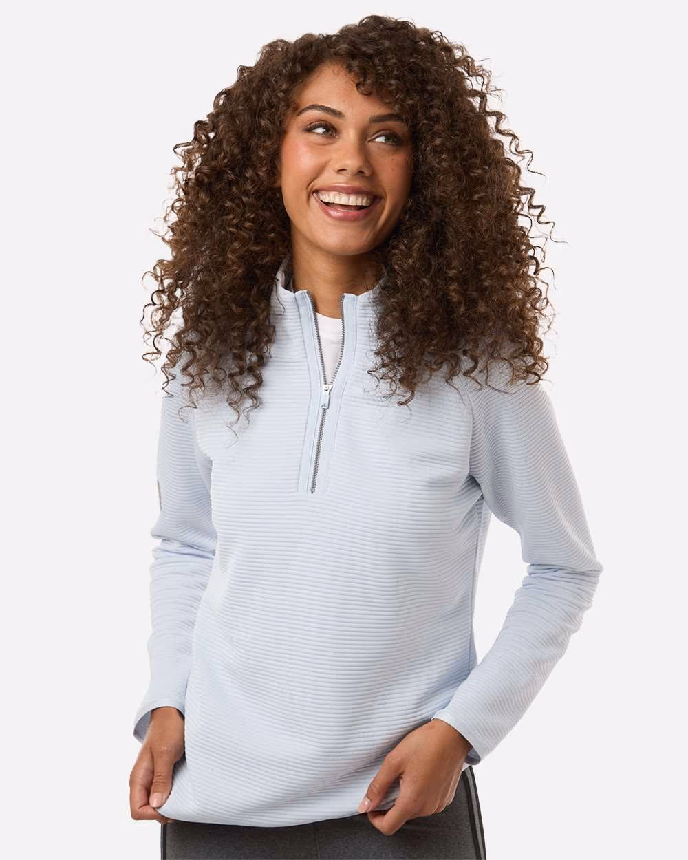 Adidas Women's Spacer Quarter-Zip Pullover - Halo Blue front
