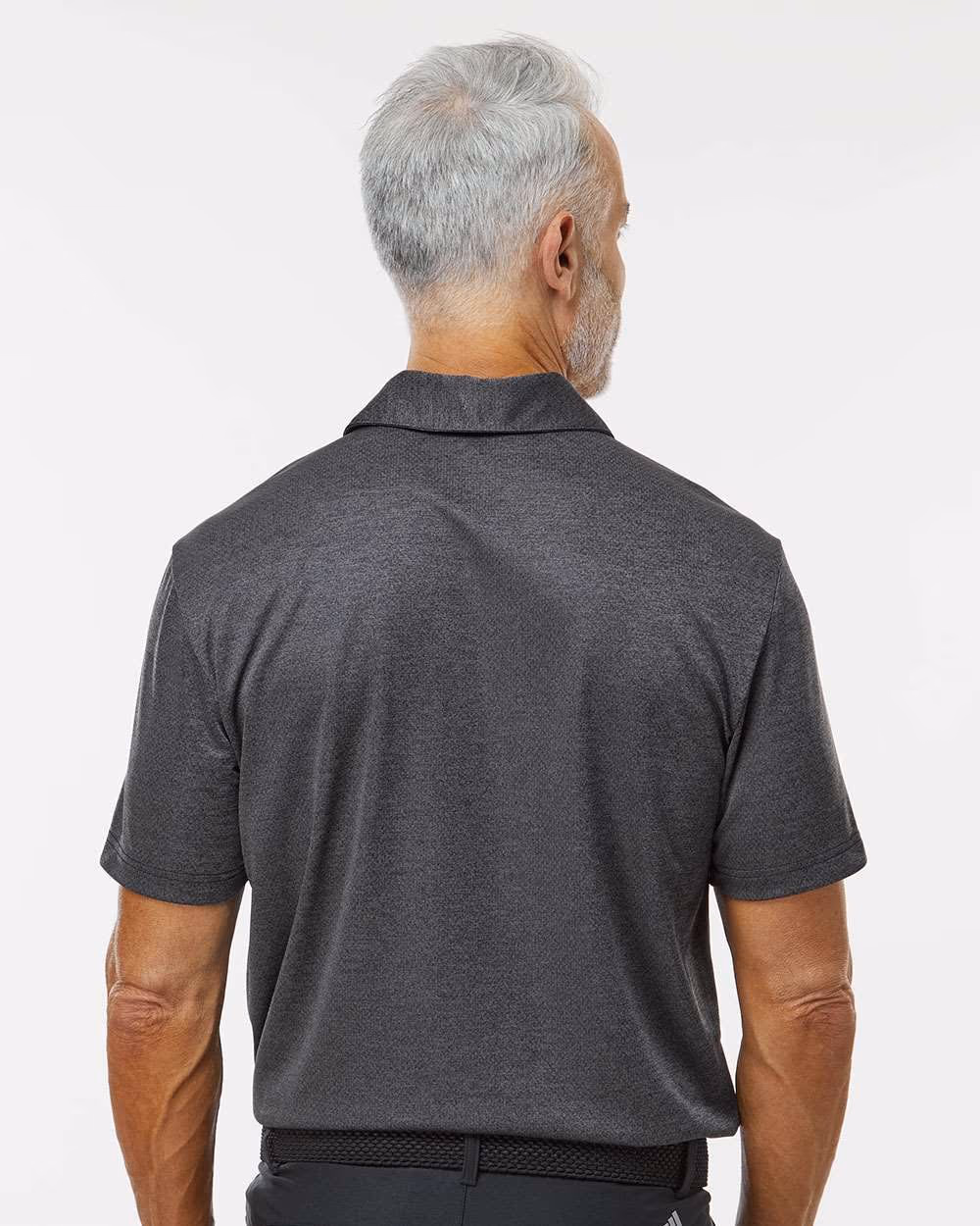 Custom Adidas Men's Space Dyed Polo - Black Melange back
