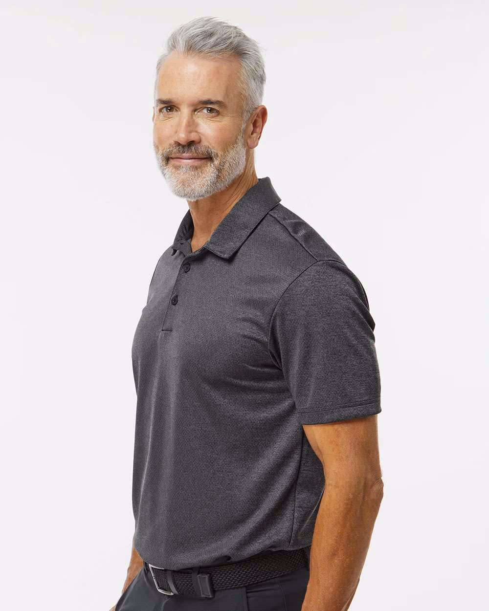 Custom Adidas Men's Space Dyed Polo - Black Melange side