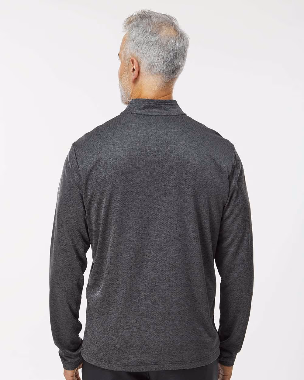 Custom Adidas Men's Space Dyed Quarter-Zip Pullover - Black Melange back