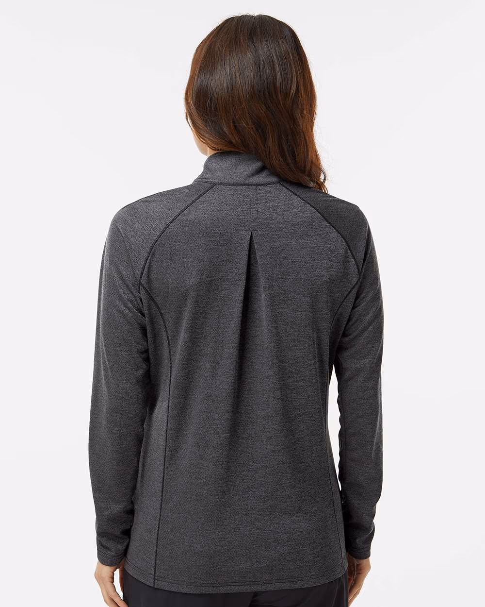 Custom Adidas Women's Space Dyed Quarter-Zip Pullover - Black Melange back
