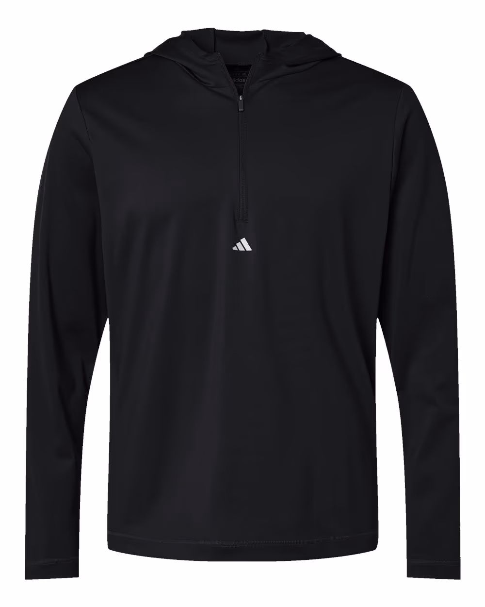 Custom Adidas Men's Lightweight Quarter-Zip Hooded Pullover - Black flat front