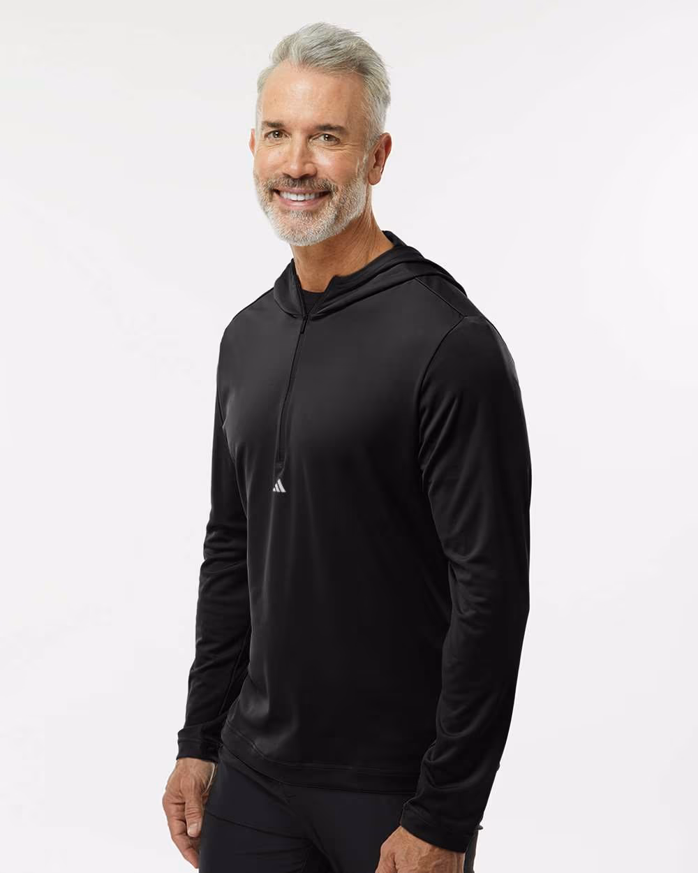 Custom Adidas Men's Lightweight Quarter-Zip Hooded Pullover - Black side