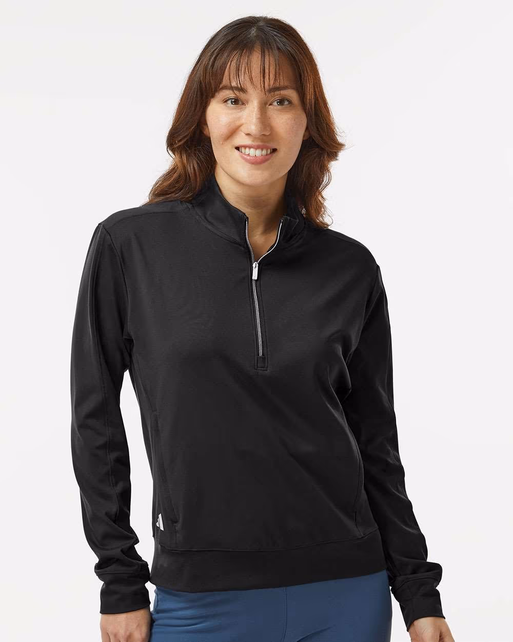 Custom Adidas Women's Ultimate365 Quarter-Zip Pullover - Black front