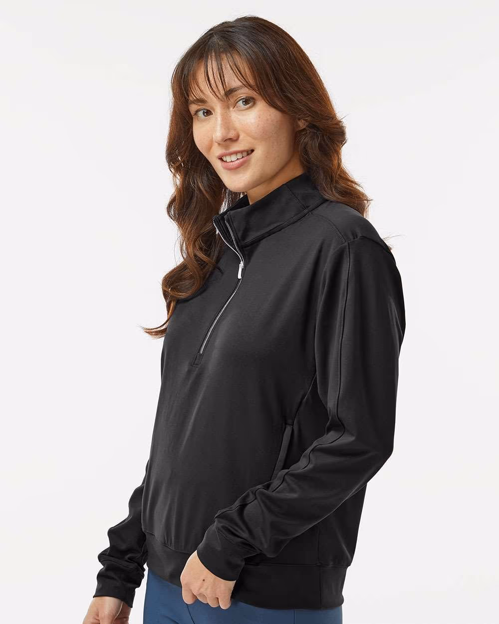 Custom Adidas Women's Ultimate365 Quarter-Zip Pullover - Black side