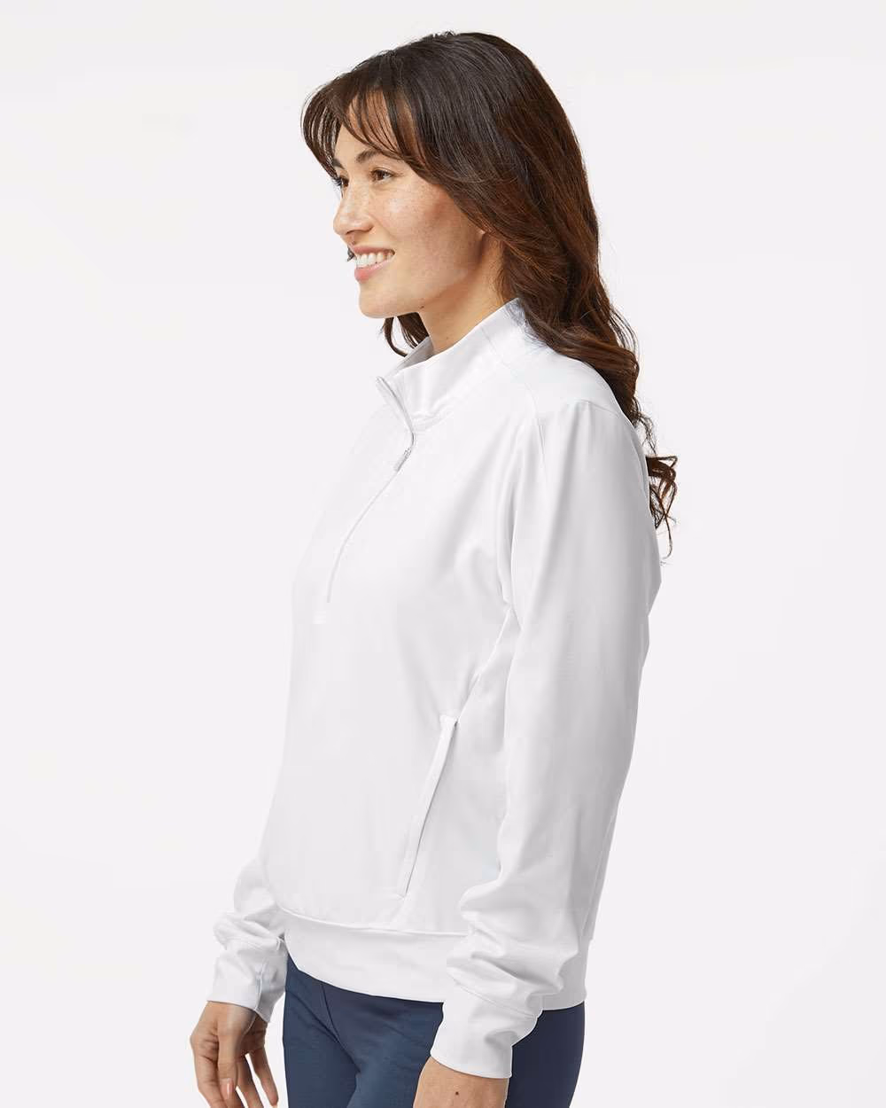 Custom Adidas Women's Ultimate365 Quarter-Zip Pullover - White side